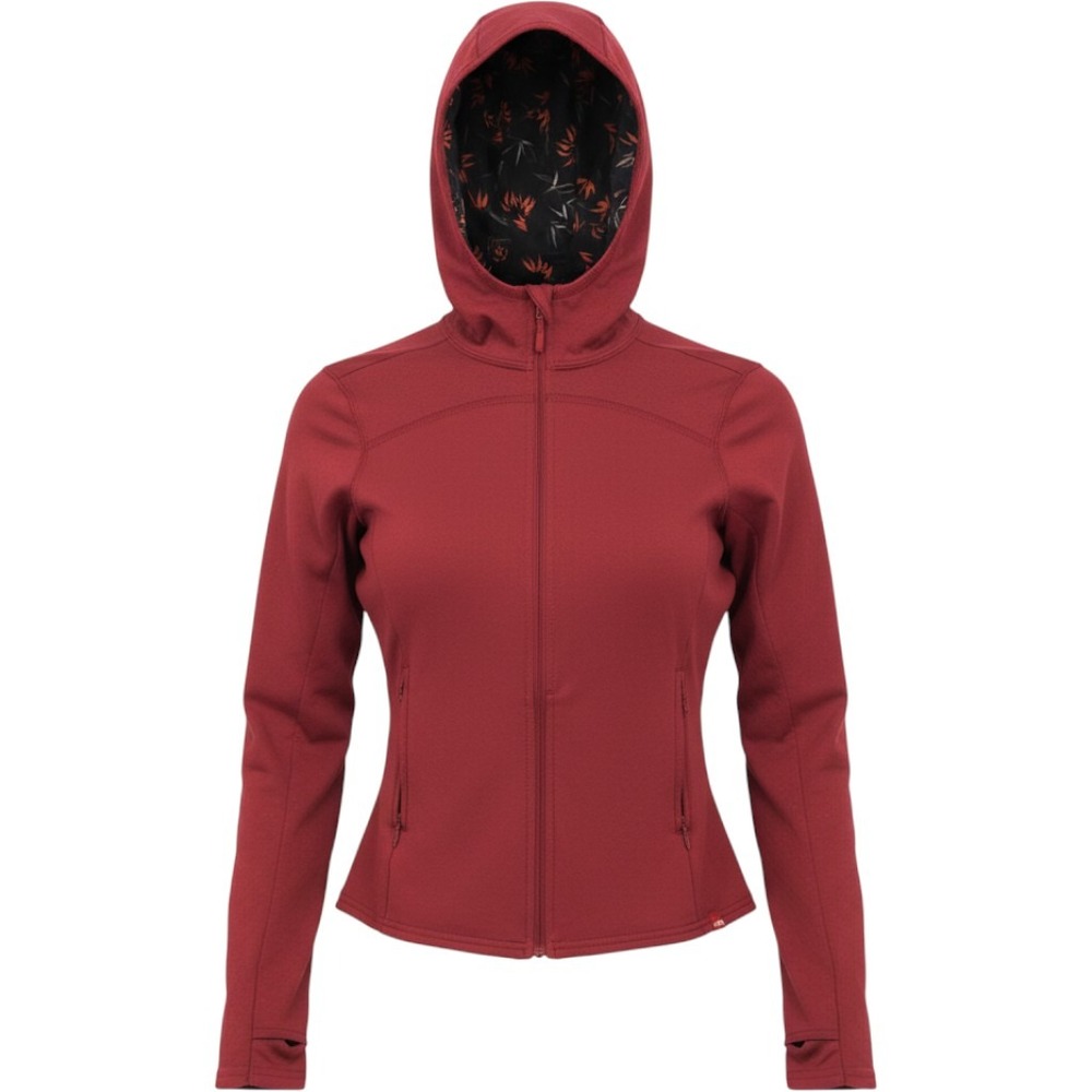 The North Face Full Zip Hoodie Women XS Red Floral Hood Thumbholes Athleisure
